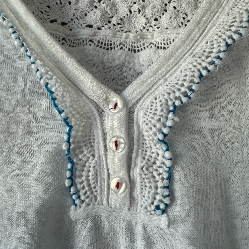 Free People Siesta Fiesta embroidered light tunic top in white Cream Blouse S - Picture 4 of 7
